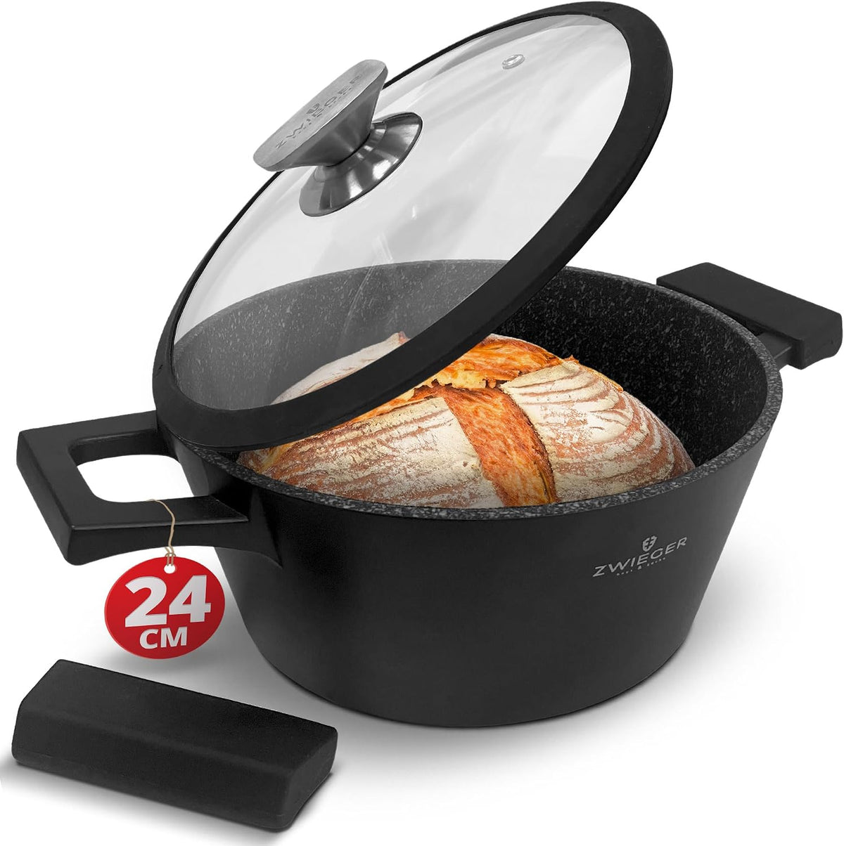 ZWIEGER 3-in-1 Brottopf zum Backen 24 cm – Brotbackform mit Deckel