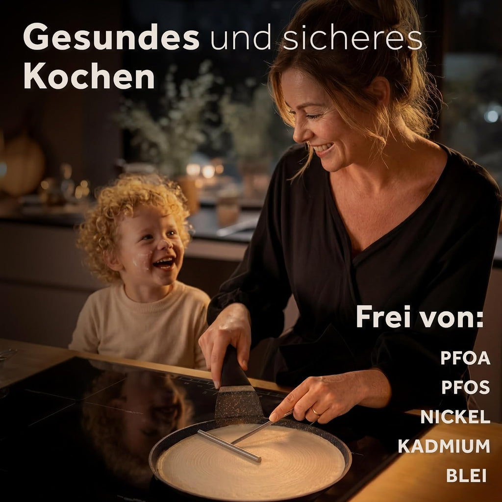 ZWIEGER Crepe Pfanne mit Teigverteiler – Pancake Pfanne Induktion 26 cm
