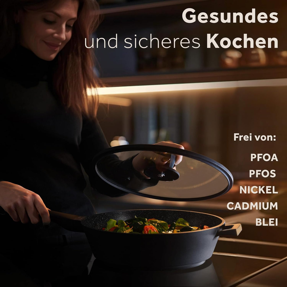 ZWIEGER Große Pfanne mit Deckel 28cm – Schmorpfanne 28 cm hoher Rand