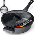 ZWIEGER Große Pfanne mit Deckel 28cm – Schmorpfanne 28 cm hoher Rand