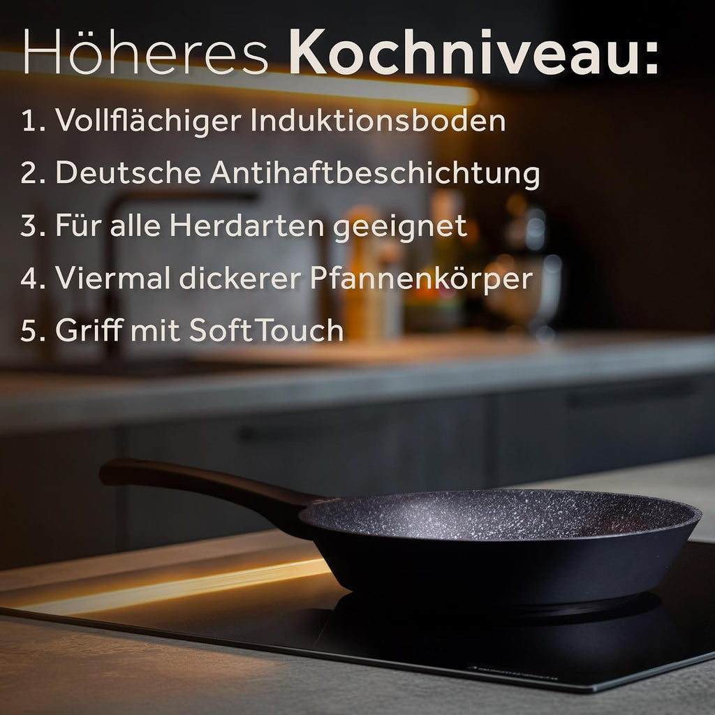 ZWIEGER Hochwertige Bratpfanne 30 cm – große Pfanne 30cm, Aluguss