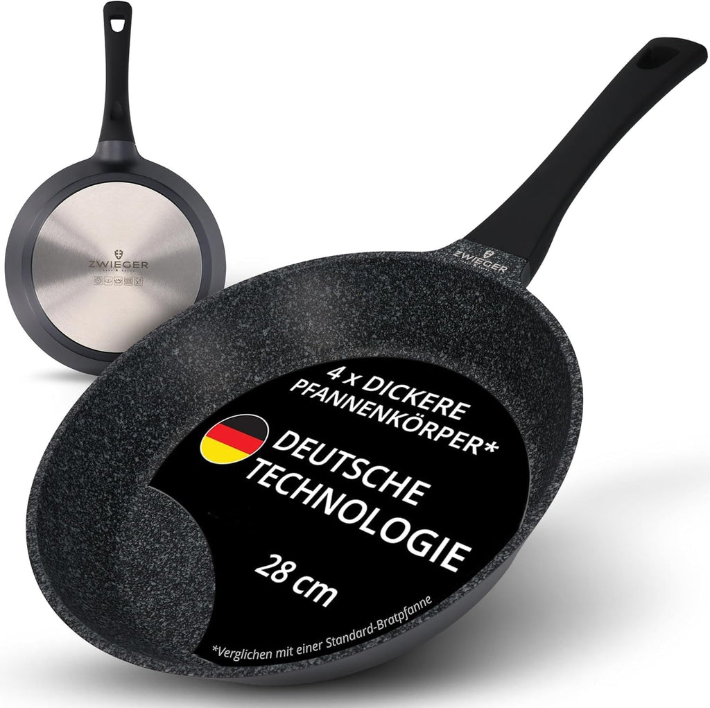 ZWIEGER Hochwertige Bratpfanne 28 cm – beschichtete Pfanne 28 cm, Aluguss