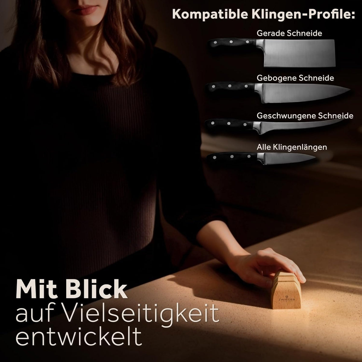 ZWIEGER Manuelle Messerschärfer mit Rollschleifer-Technologie