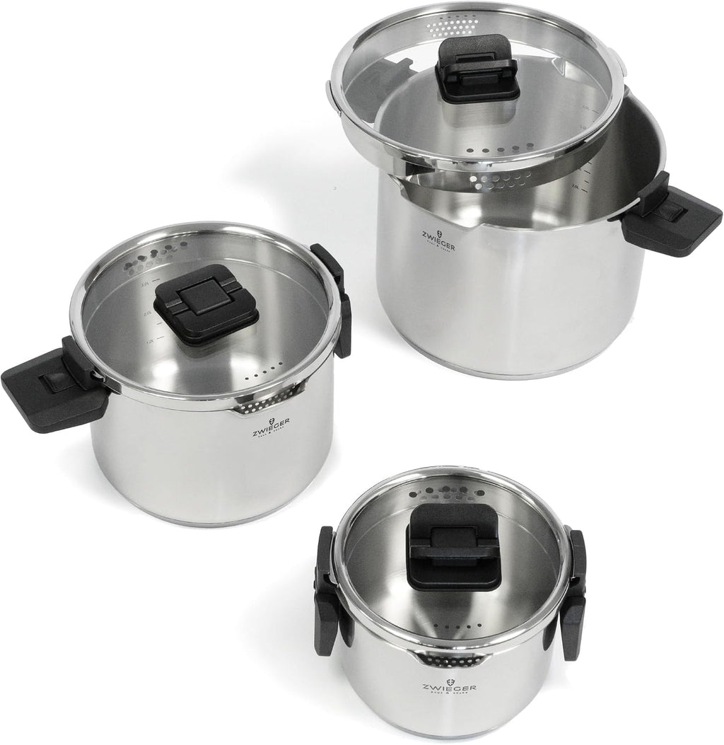 ZWIEGER Stapelbares Topfset Induktion 3-teilig – Kochtopf Set – Edelstahl
