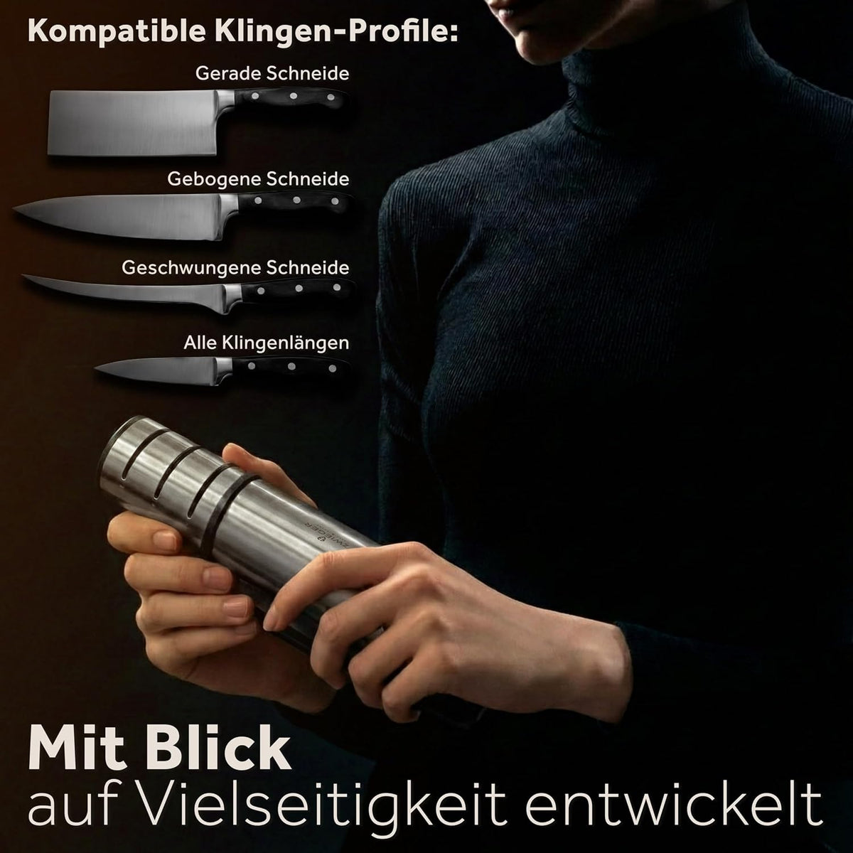 ZWIEGER Diamant Messerschärfer Profi mit Rollschleifer-Technologie