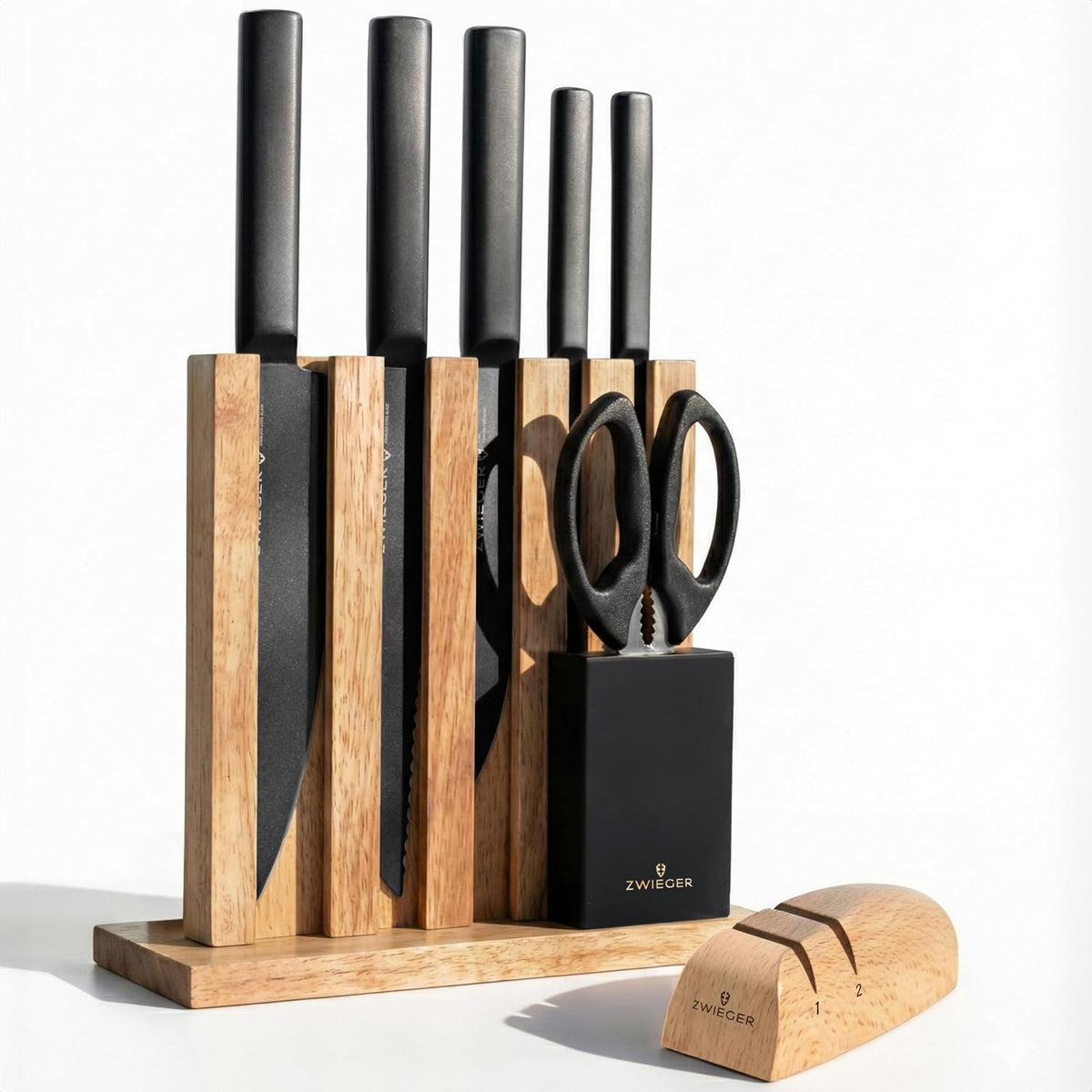 ZWIEGER Messerblock mit Messer 8-teiliges Set – Messerset aus Edelstahl