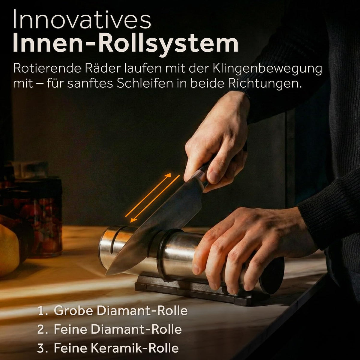 ZWIEGER Diamant Messerschärfer Profi mit Rollschleifer-Technologie