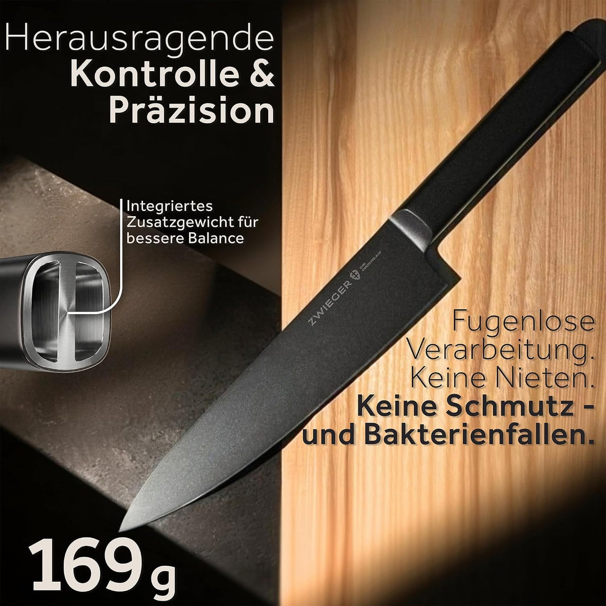ZWIEGER Messerblock mit Messer 8-teiliges Set – Messerset aus Edelstahl