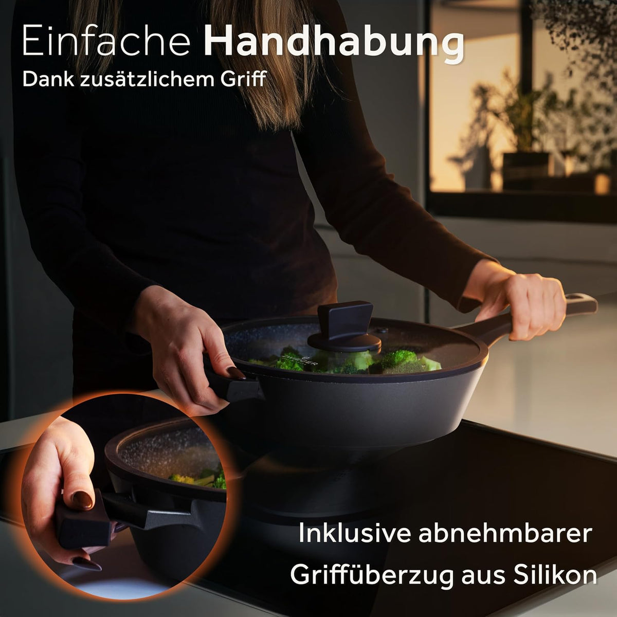 ZWIEGER Große Pfanne mit Deckel 28cm – Schmorpfanne 28 cm hoher Rand