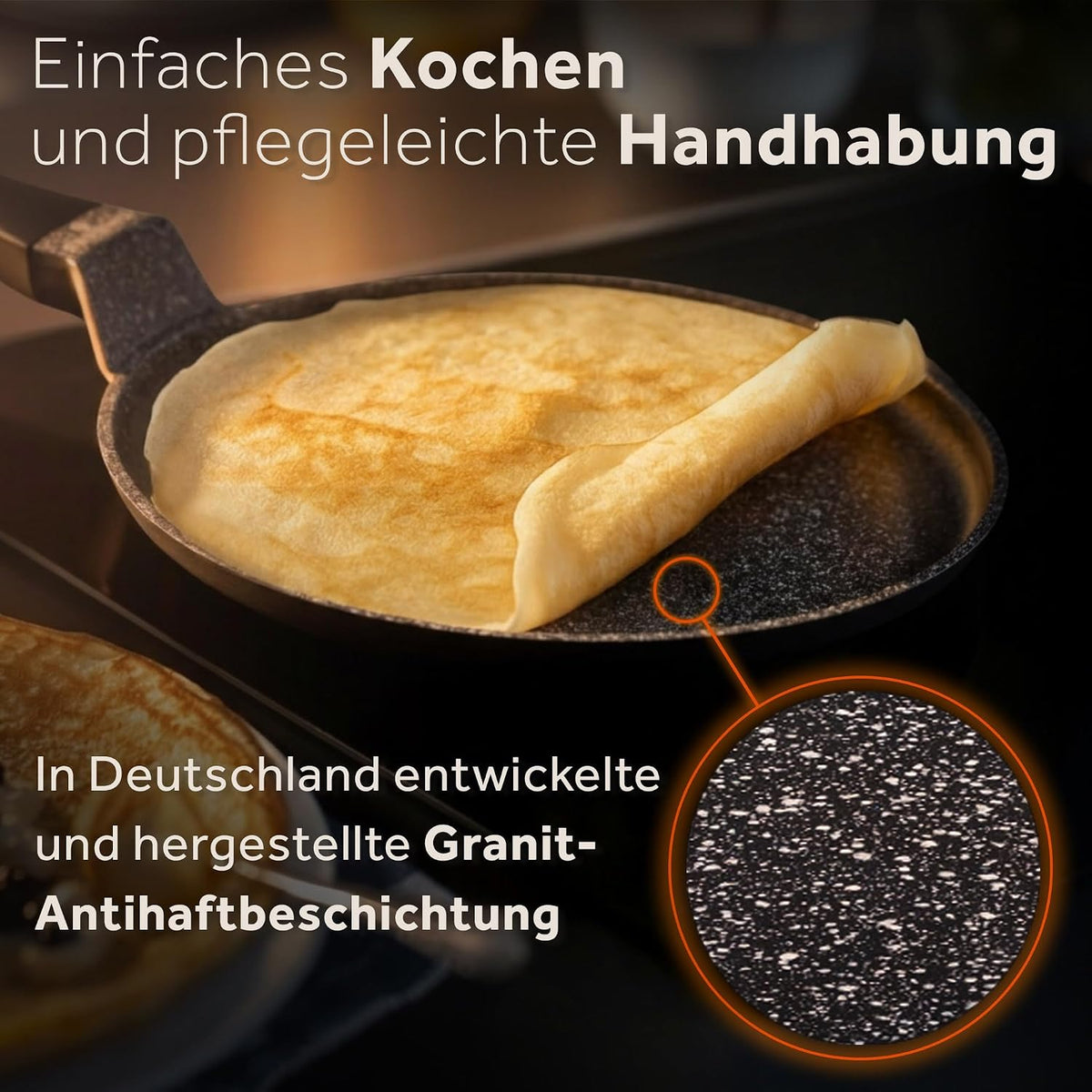 ZWIEGER Crepe Pfanne mit Teigverteiler – Pancake Pfanne Induktion 26 cm
