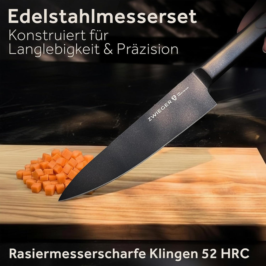 ZWIEGER Messerblock mit Messer 8-teiliges Set – Messerset aus Edelstahl