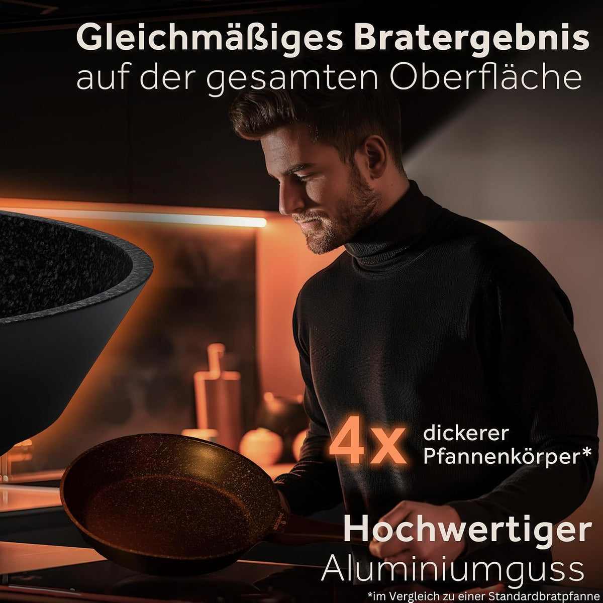 ZWIEGER Pfannenset Induktion – Pfannen 28, 24, 20 cm – Aluguss