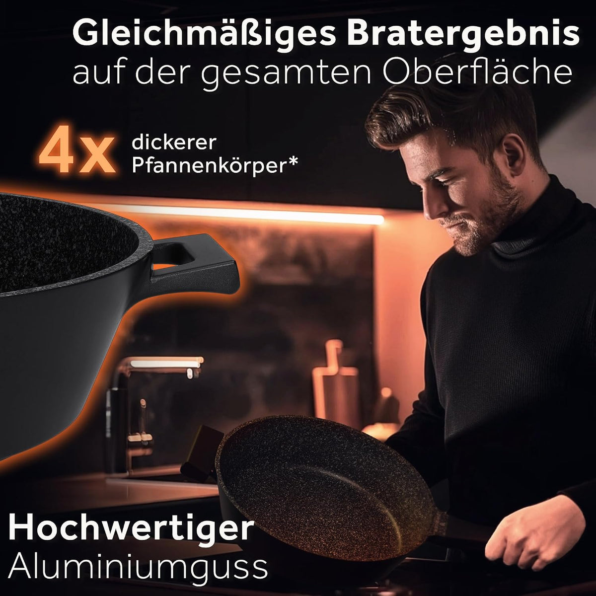 ZWIEGER Große Pfanne mit Deckel 28cm – Schmorpfanne 28 cm hoher Rand