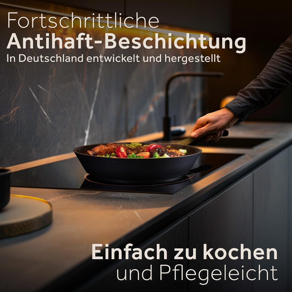 ZWIEGER Hochwertige Bratpfanne 28 cm – beschichtete Pfanne 28 cm, Aluguss