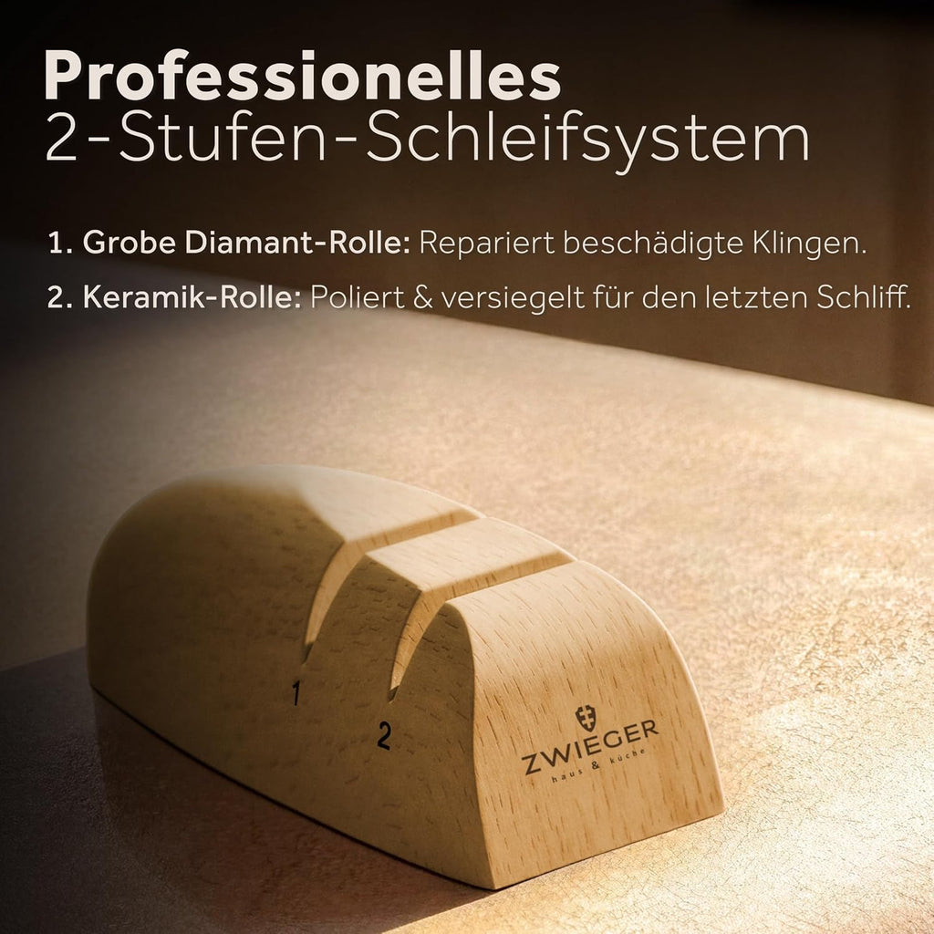 ZWIEGER Manuelle Messerschärfer mit Rollschleifer-Technologie